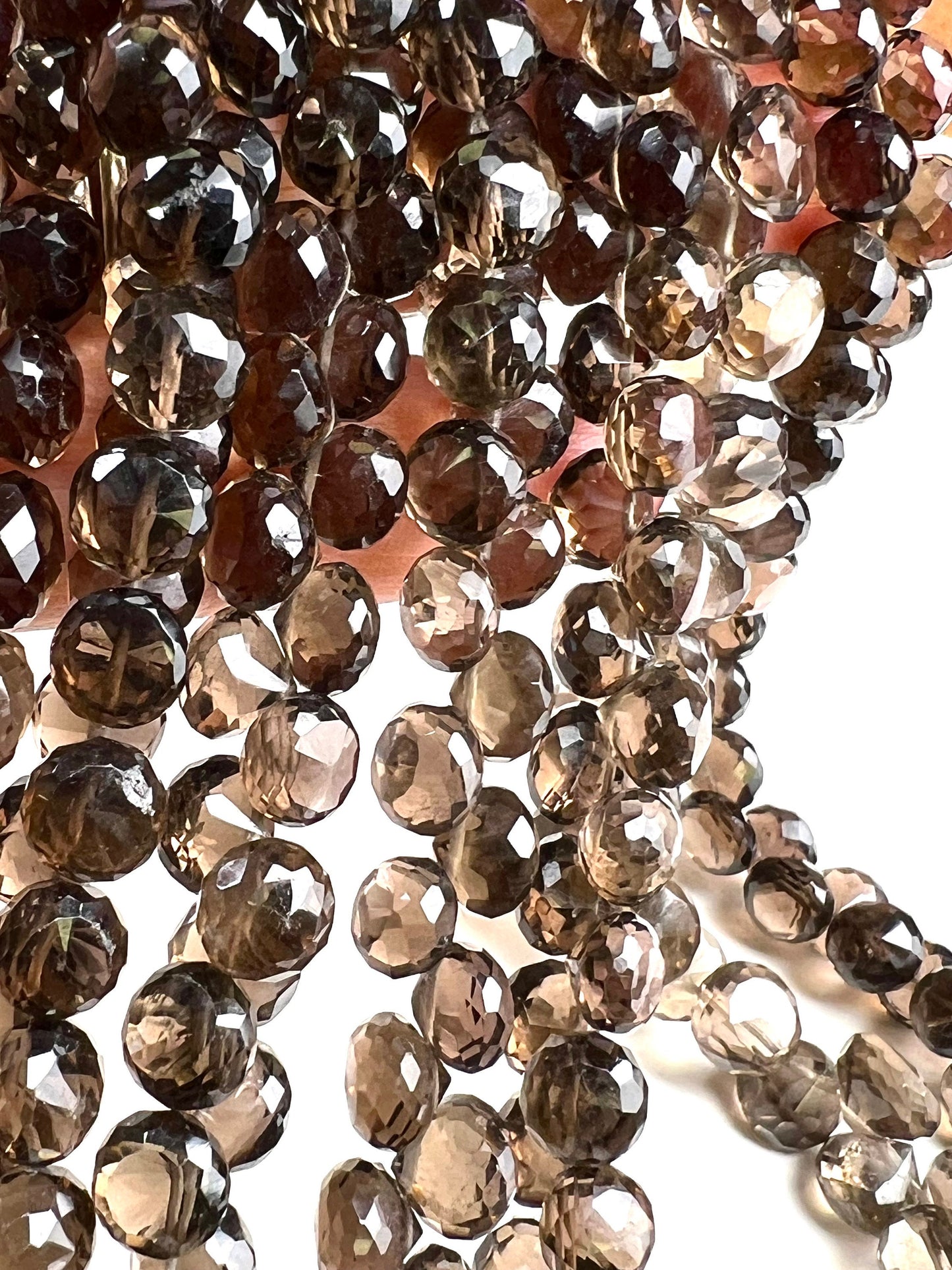 Natural Smokey Quartz Faceted Onion Shape 6-10mm, Natural AAA Quality smoke Quartz Briolette Jewelry Making Necklace, Bracelet Beads