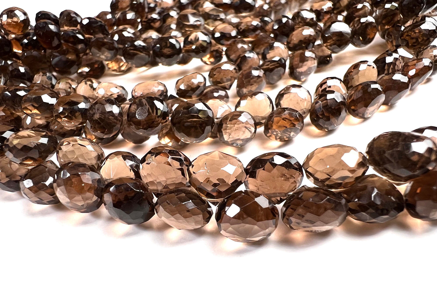 Natural Smokey Quartz Faceted Onion Shape 7-8.5mm, Natural AAA Quality smoke Quartz Briolette Jewelry Making Necklace, Bracelet Beads By pc