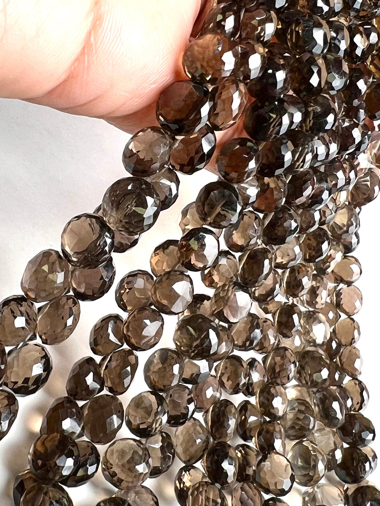 Natural Smokey Quartz Faceted Onion Shape 7-8.5mm, Natural AAA Quality smoke Quartz Briolette Jewelry Making Necklace, Bracelet Beads By pc