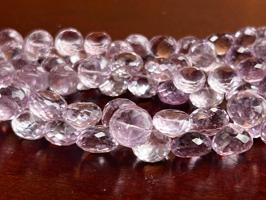 Natural Pink Amethyst Faceted Onion 6.5x10mm- 8-9mm Large lavender pink Briolette Drop for Jewelry Making DIY Gemstone Beads. 10pcs