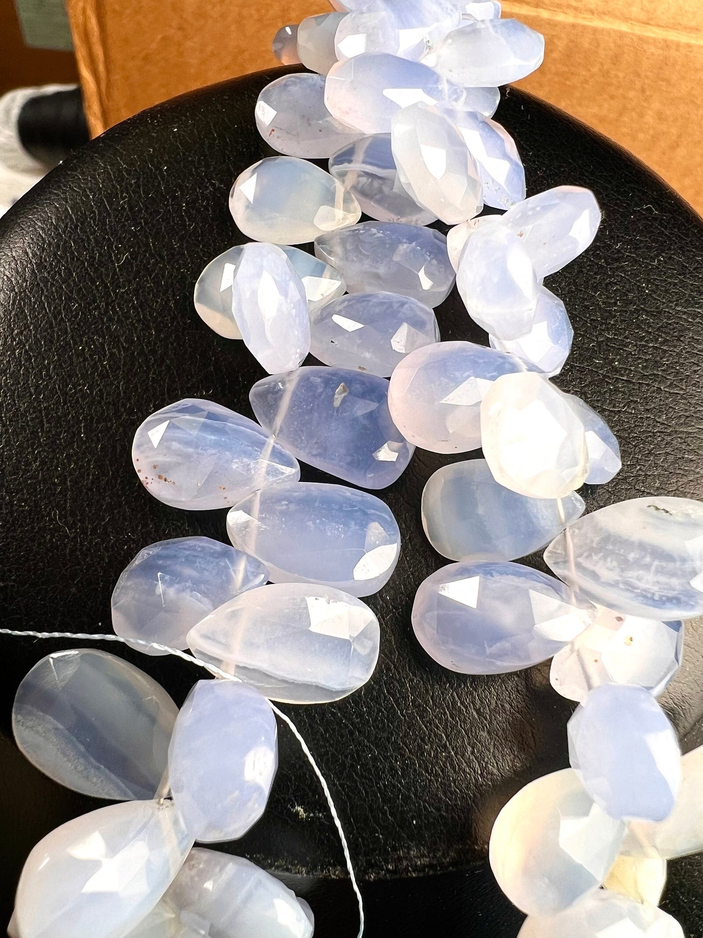 Natural Sky Blue Chalcedony Briolette Faceted 9x15mm large Drop Jewelry Making Gemstone beads 4pcs, 10cs, 20 pcs