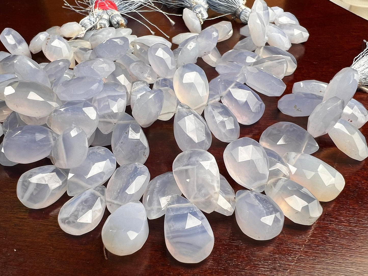 Natural Sky Blue Chalcedony Briolette Faceted 9x15mm large Drop Jewelry Making Gemstone beads 4pcs, 10cs, 20 pcs