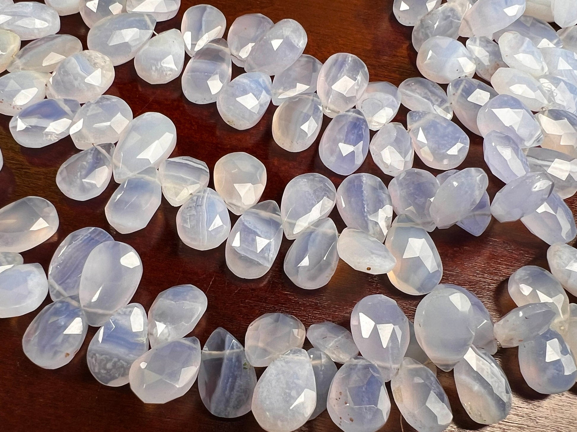 Natural Sky Blue Chalcedony Briolette Faceted 9x15mm large Drop Jewelry Making Gemstone beads 4pcs, 10cs, 20 pcs