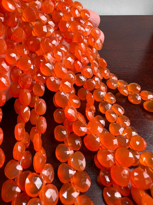 Natural Carnelian Faceted Heart drop 7-7.5mm Jewelry Making Natural orange Gemstone drop Beads