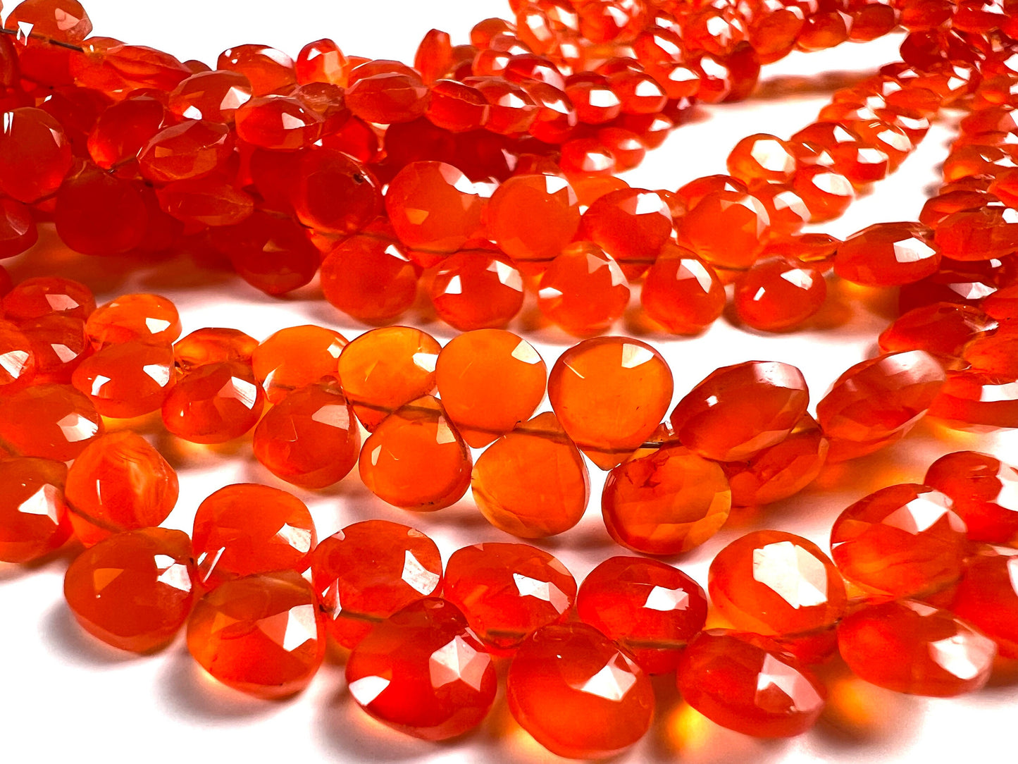 Natural Carnelian Faceted Heart drop 7-7.5mm Jewelry Making Natural orange Gemstone drop Beads