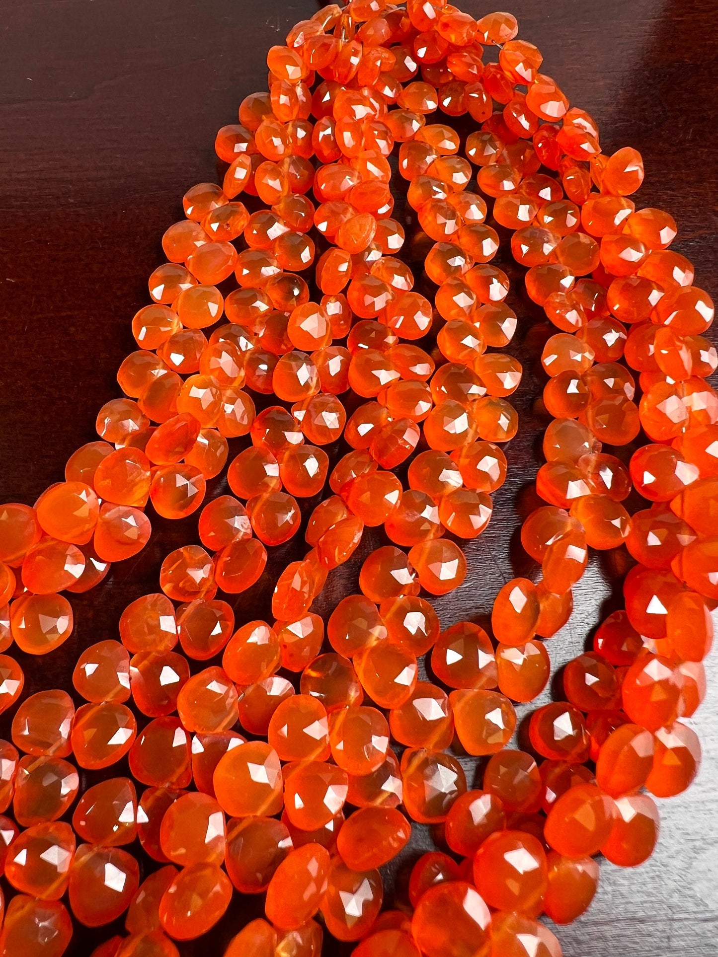 Natural Carnelian Faceted Heart drop 7-7.5mm Jewelry Making Natural orange Gemstone drop Beads