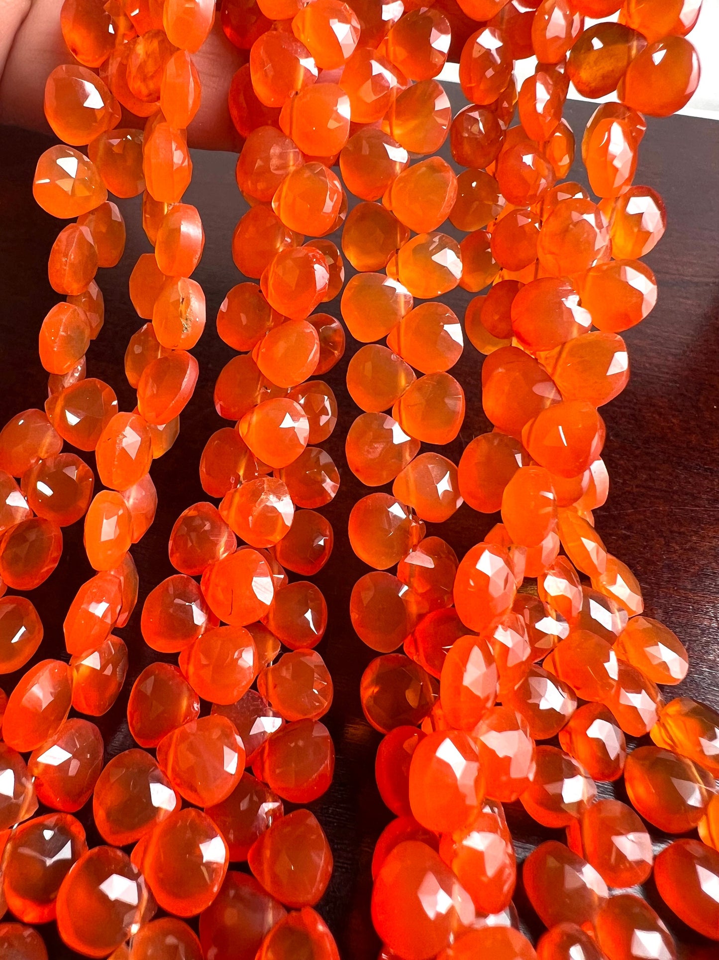 Natural Carnelian Faceted Heart drop 7-7.5mm Jewelry Making Natural orange Gemstone drop Beads