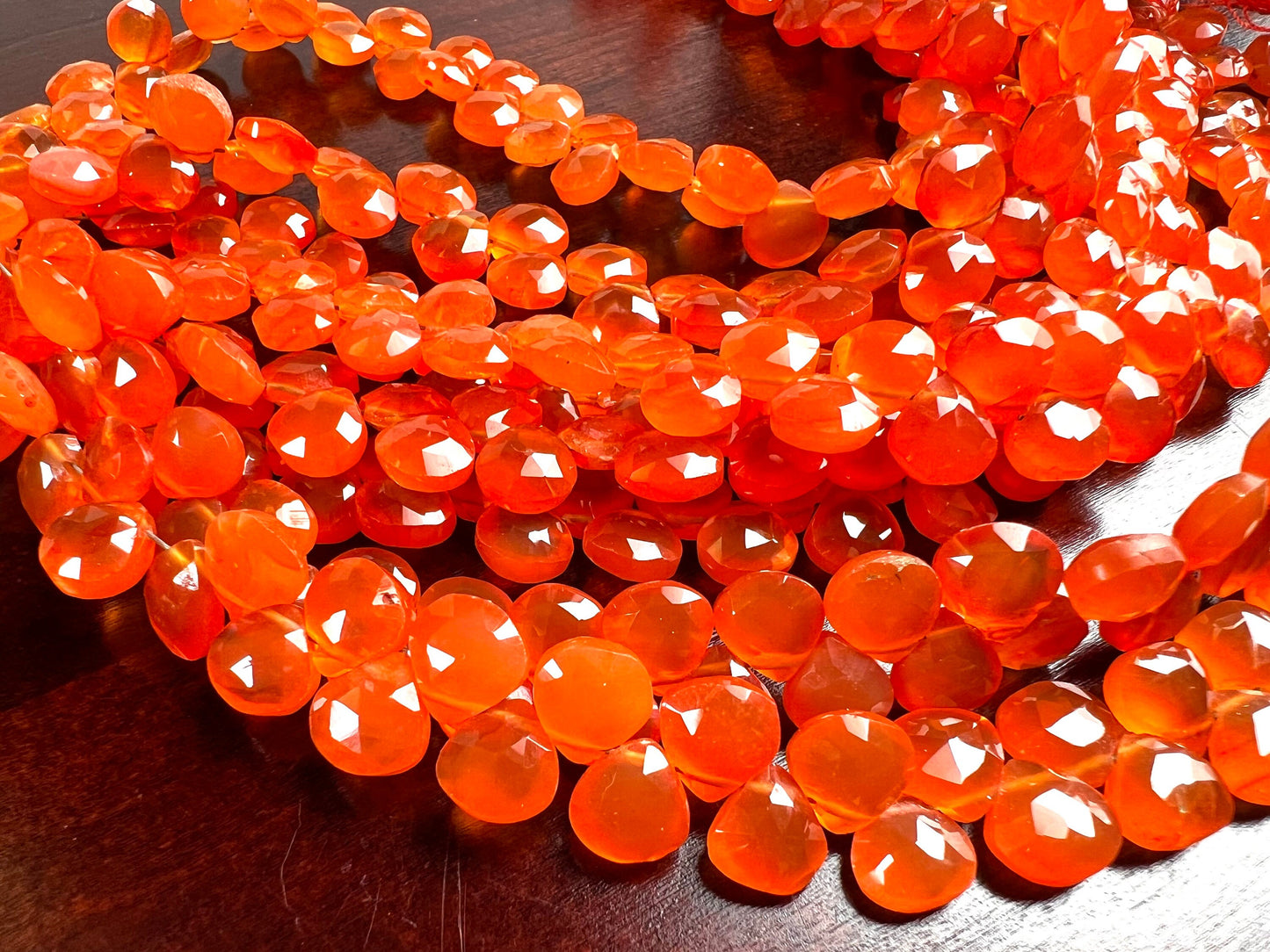 Natural Carnelian Faceted Heart drop 7-7.5mm Jewelry Making Natural orange Gemstone drop Beads