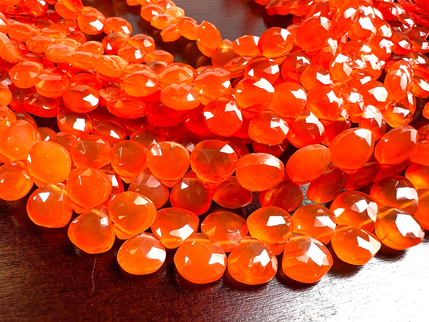 Natural Carnelian Faceted Heart drop 7-7.5mm Jewelry Making Natural orange Gemstone drop Beads