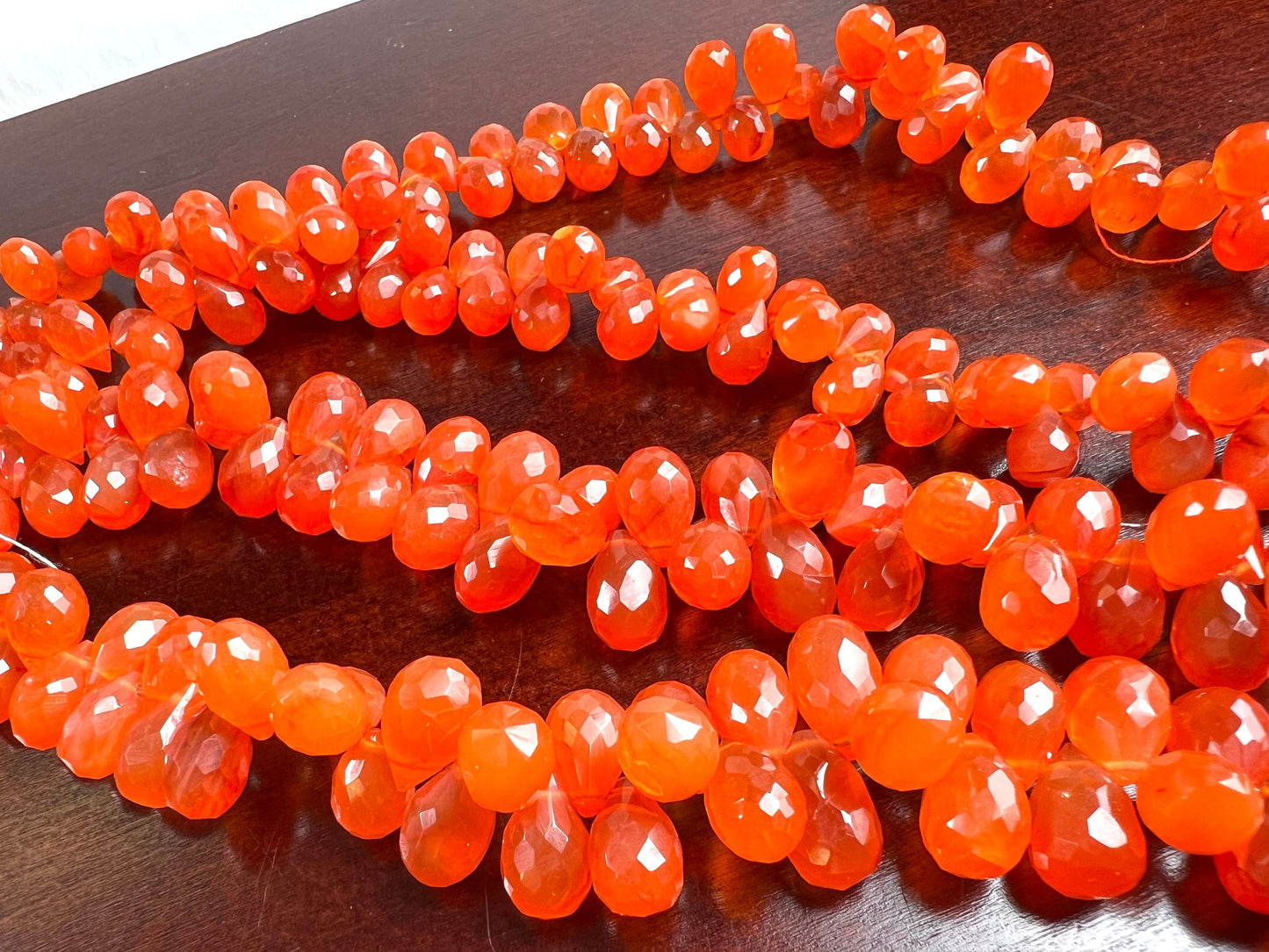 Natural Carnelian Faceted Teardrop 7x10-11mm Jewelry Making Natural Orange Carnelian Briolette drop Gemstone Orange Beads by pieces