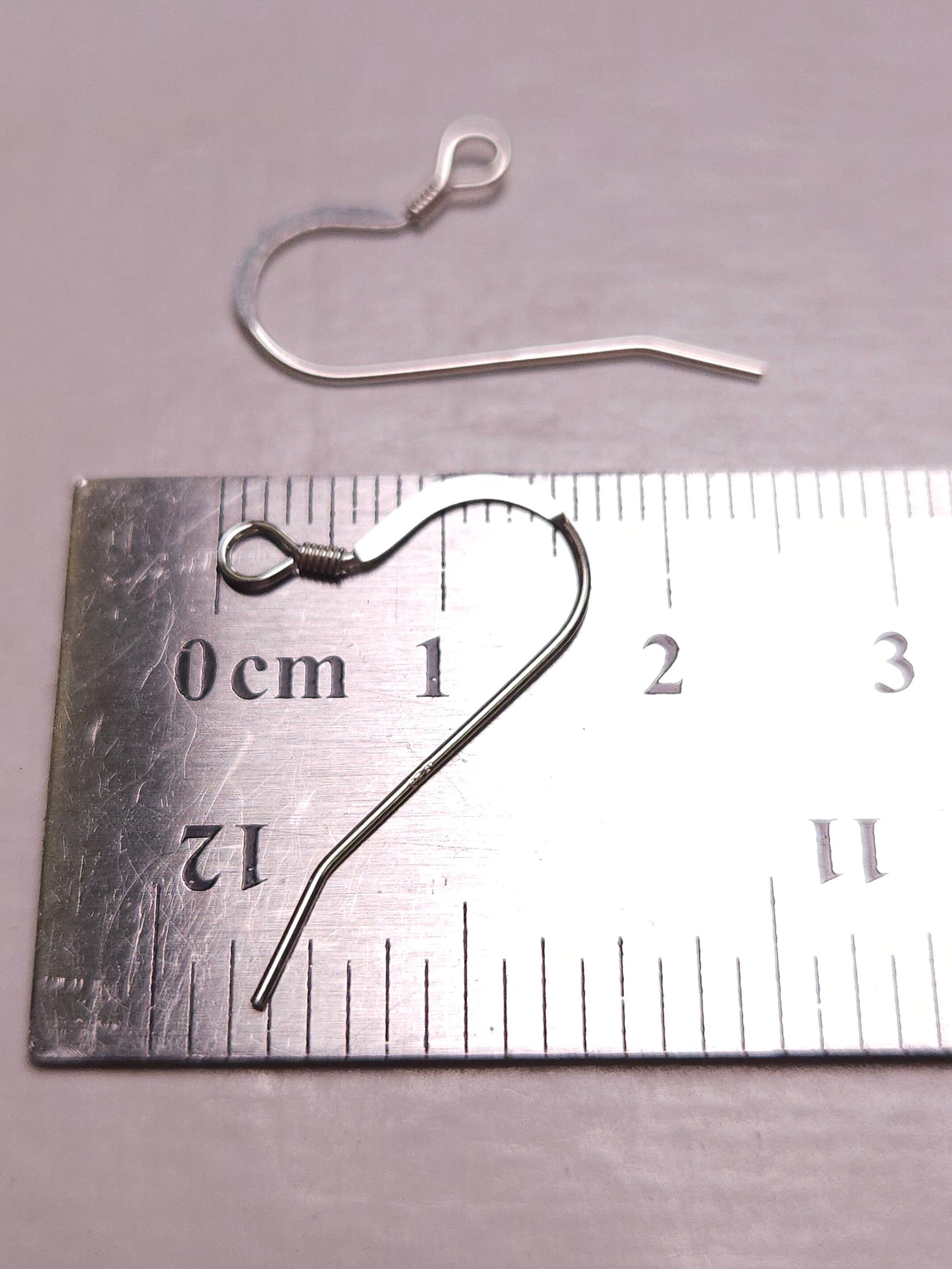 925 sterling silver French hook Earwire with coil 25mm long 22 gauge, 10,20,50 pcs wholesale, jewelry making fish hook Earwire 925 stamped