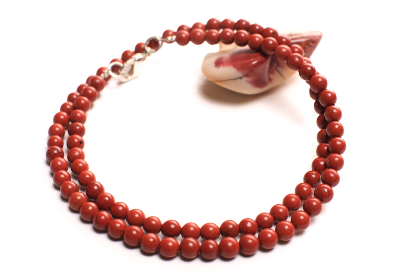 Natural Red Jasper 4mm Smooth Round Choker Layering Necklace, Handmade, Energy, Minimalist, Gift October Birthstone