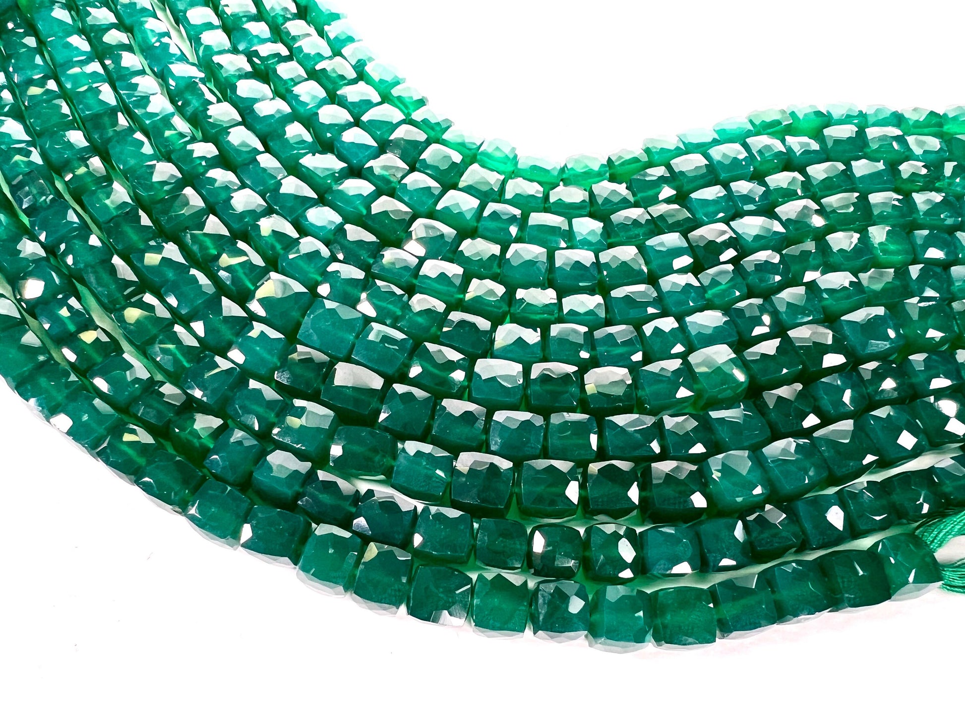 Genuine Green Onyx Faceted square cube 7.5-8mm AAA Quality Natural gemstone beads for Jewelry Making ,8” strand approx 24-25 pcs