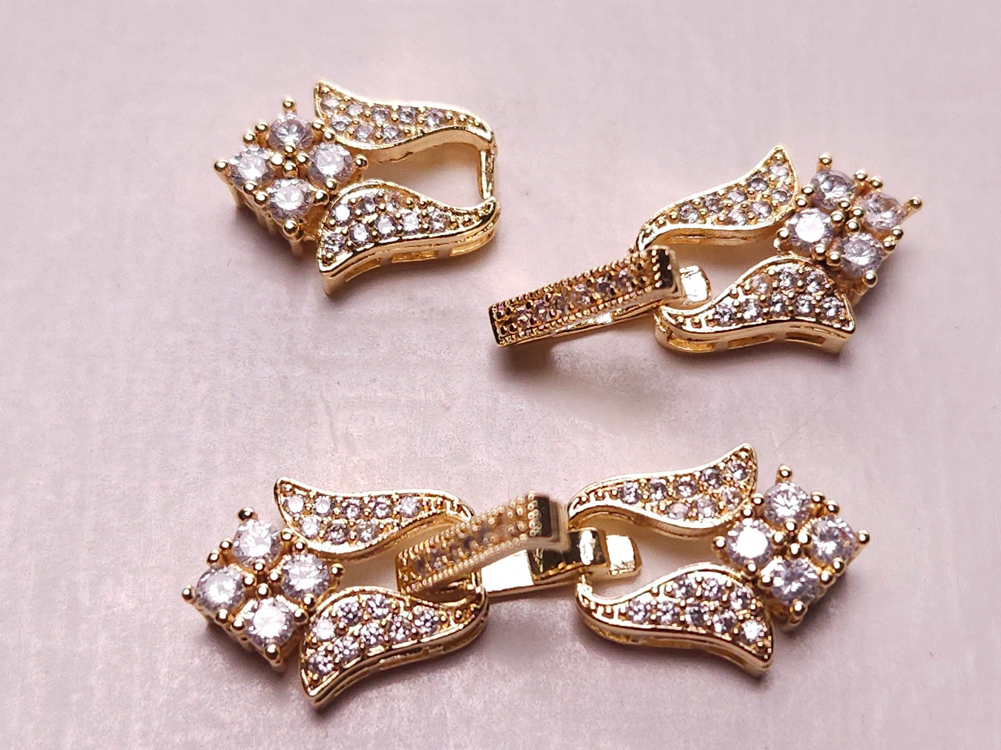 Cubic zirconia cz micro pave 1-6 loop diamond style 12×35mm rhodium Sterling Silver, Vermeil fancy clasp,pearl high end jewelery clasp.