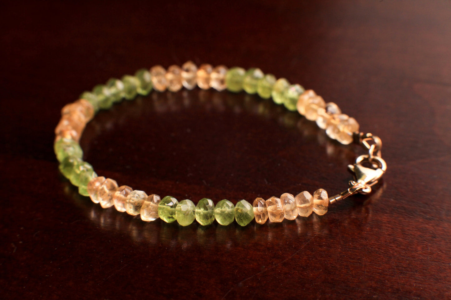 Citrine, Peridot 5mm Faceted Bracelet in Gold lobster Clasp and findings, Healing, Energy Chakra gift