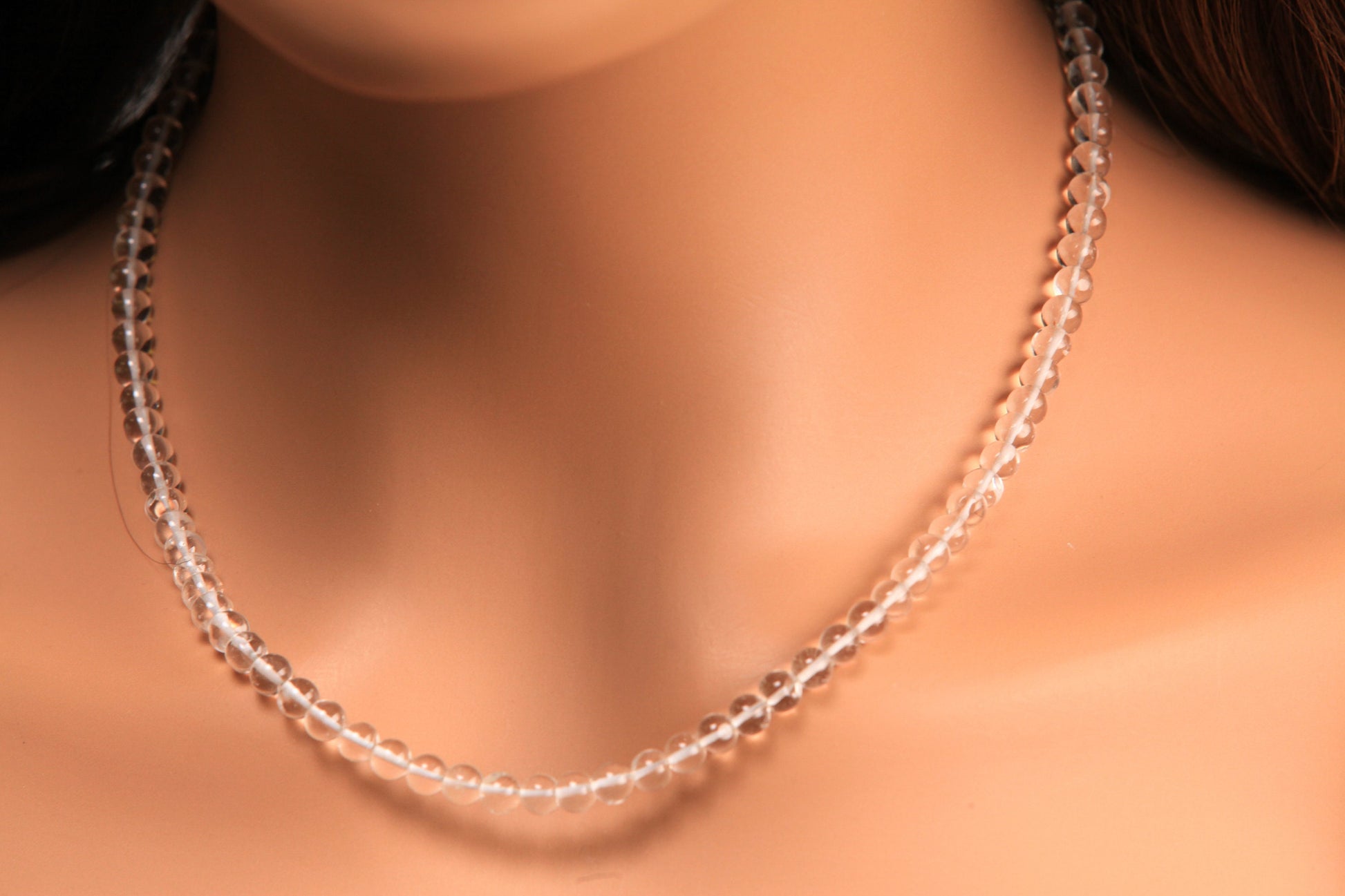 Natural Rock Crystal 6mm Smooth Round Silver Choker, Layering Necklace, Soothing gem Crystal Quartz, Energy, Necklace