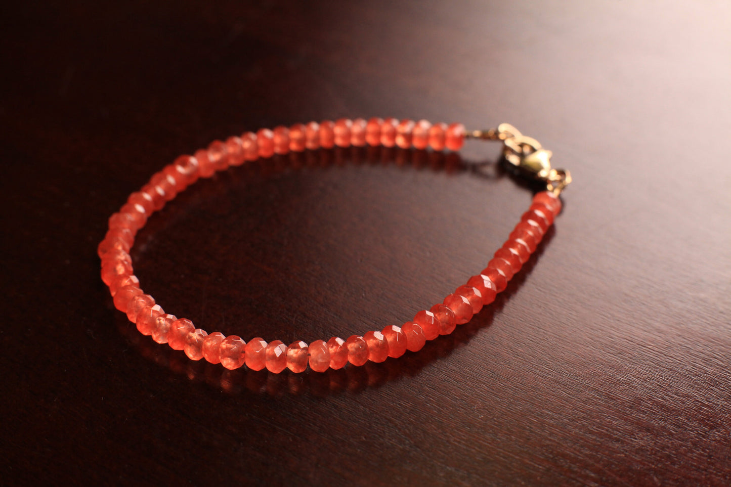 Carnelian 4mm Gemstone Bracelet in 925 Sterling Silver or 14K Gold Filled Lobster Clasp