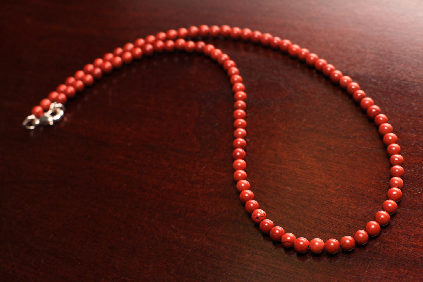 Natural Red Jasper 4mm Smooth Round Choker Layering Necklace, Handmade, Energy, Minimalist, Gift October Birthstone