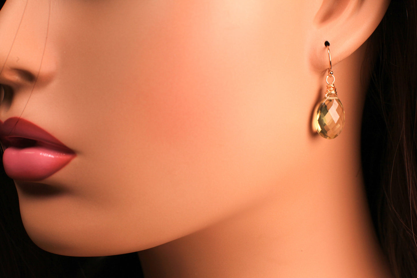 Genuine Lemon Topaz Faceted Teardrop cut gemstone AAA Earrings, 12x16mm drop in 925 Sterling Silver, 14K Gold Filled