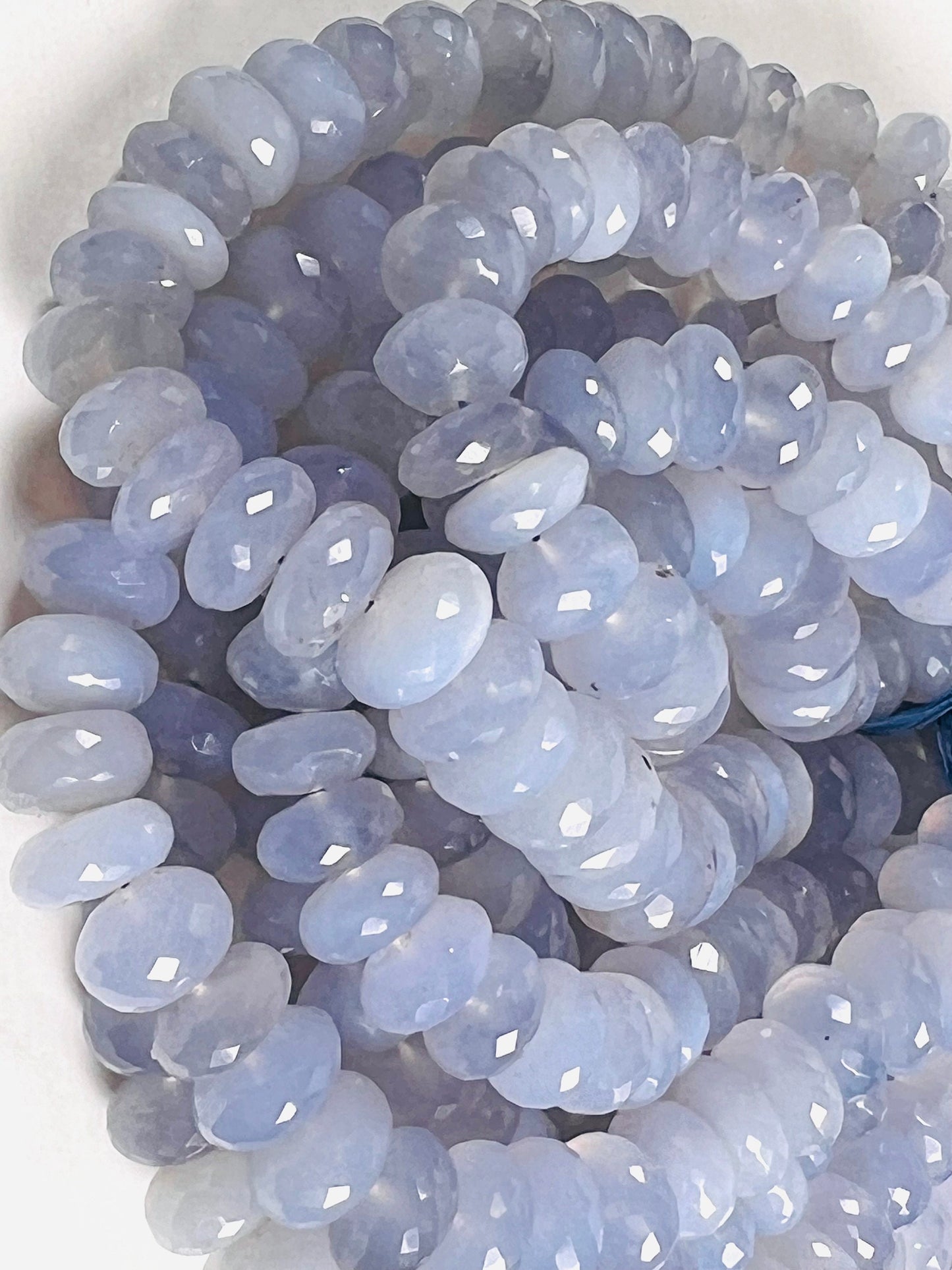 Natural Sky Blue Chalcedony Faceted Roundel 12-13mm large Jewelry Making Gemstone beads 10cs, 20pcs