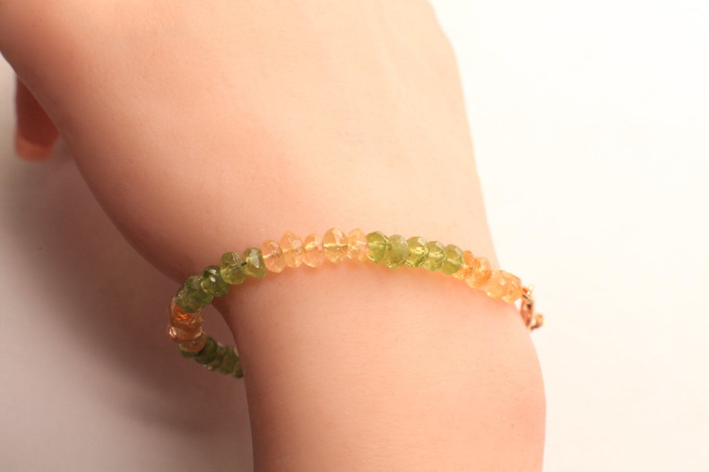 Citrine, Peridot 5mm Faceted Bracelet in Gold lobster Clasp and findings, Healing, Energy Chakra gift