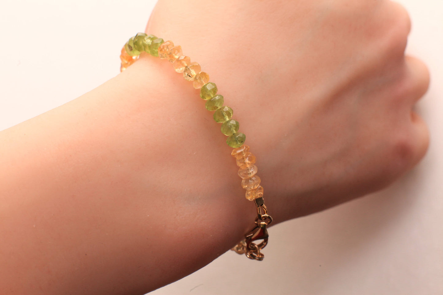 Citrine, Peridot 5mm Faceted Bracelet in Gold lobster Clasp and findings, Healing, Energy Chakra gift