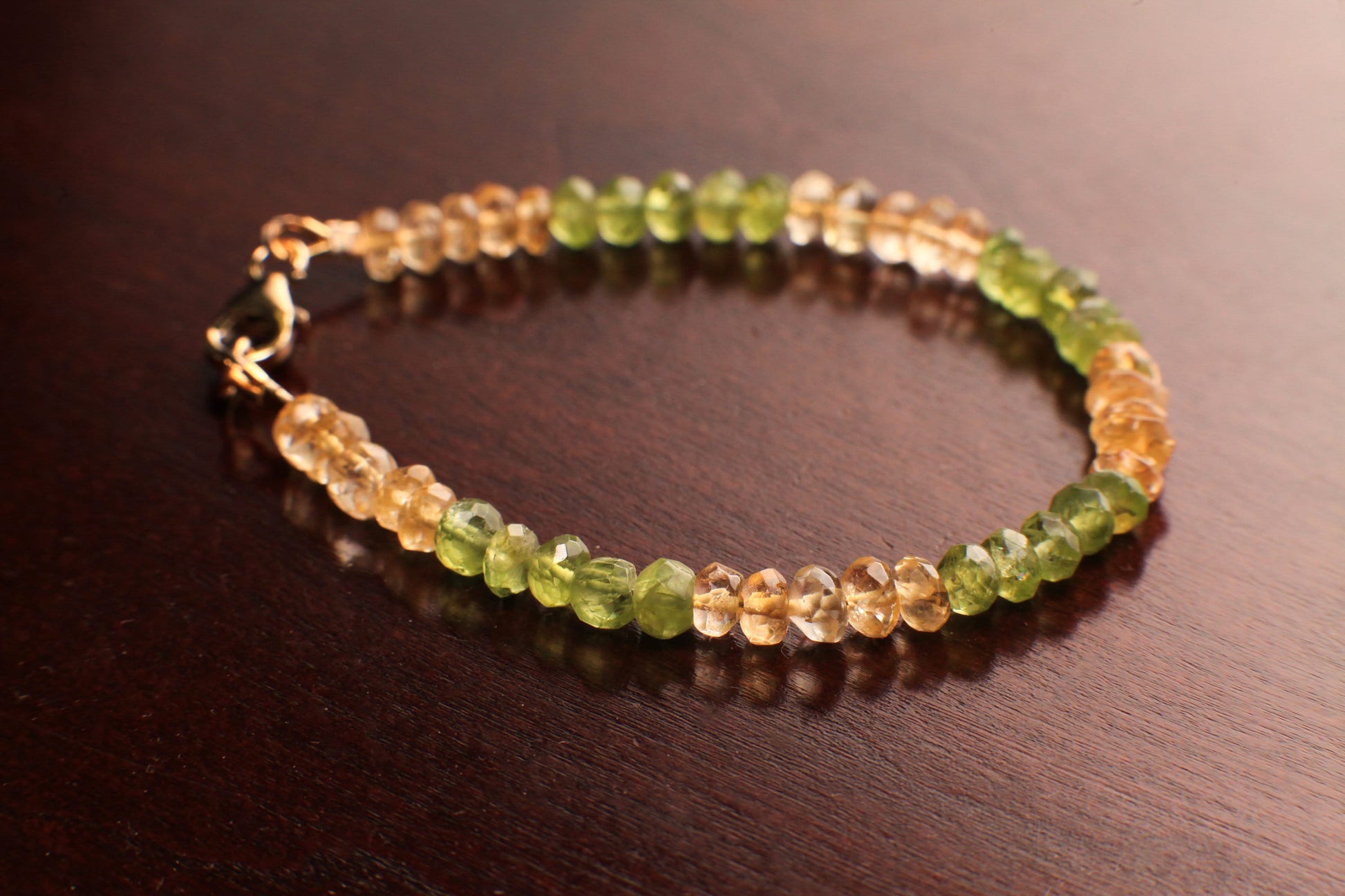 Citrine, Peridot 5mm Faceted Bracelet in Gold lobster Clasp and findings, Healing, Energy Chakra gift