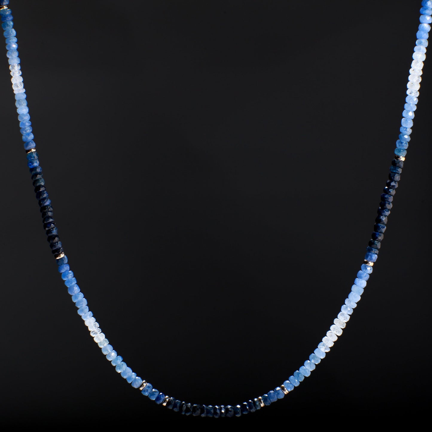 Natural Ombre Sapphire 3-4mm Faceted Roundel, 14K Gold Filled Spacers, Clasp and 2" Extension Chain, September Birthstone, Gift For Her