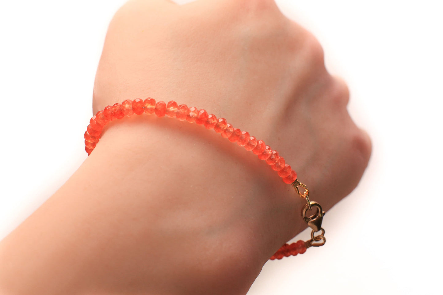 Carnelian 4mm Gemstone Bracelet in 925 Sterling Silver or 14K Gold Filled Lobster Clasp