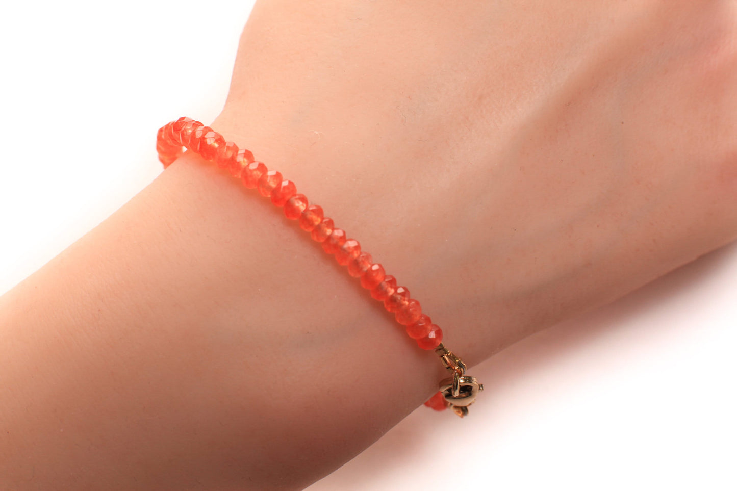 Carnelian 4mm Gemstone Bracelet in 925 Sterling Silver or 14K Gold Filled Lobster Clasp