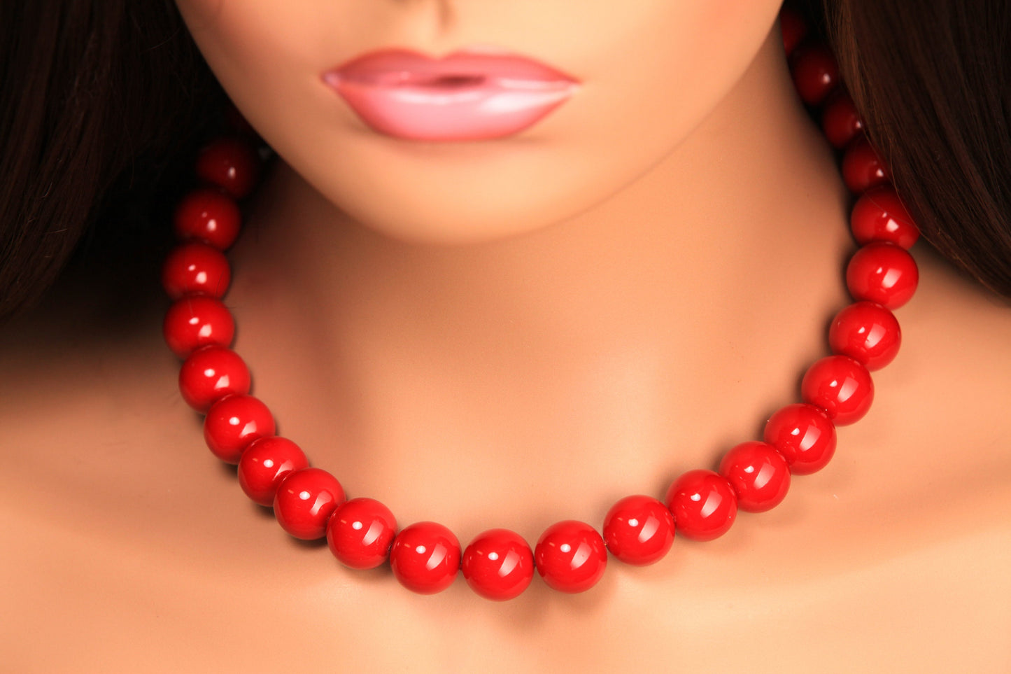 Red South Sea Shell Pearl 14mm High Luster CZ diamond fancy clasp Statement Necklace with Hook and Eye Clasp Necklace, Gift for Her