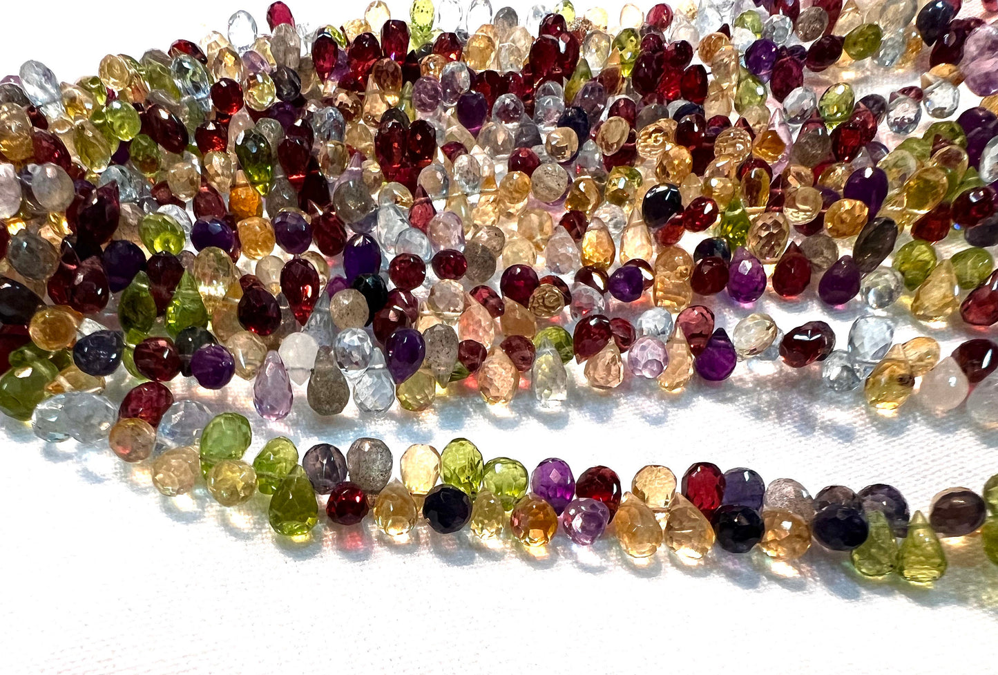 Natural Multi gemstone Faceted Pear Drop Jewelry Making Gemstone Beads. 60 pcs approximately 5.5”