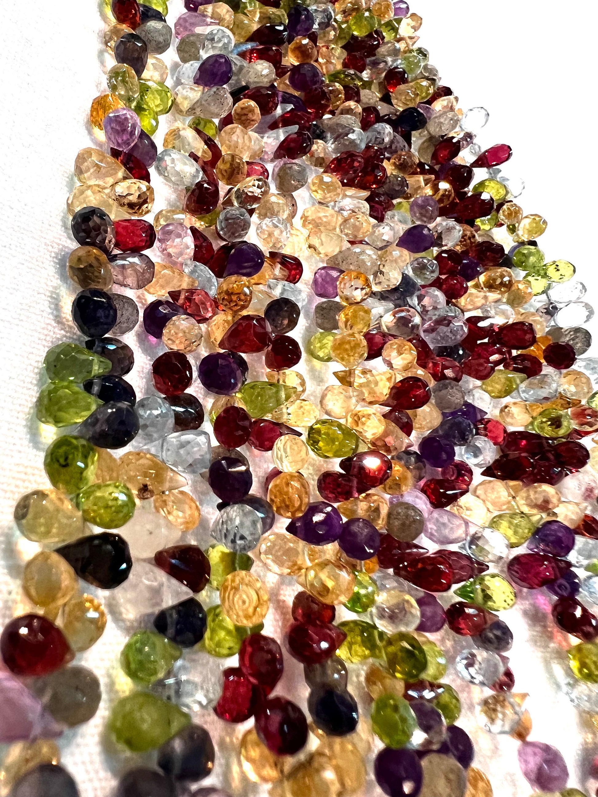 Natural Multi gemstone Faceted Pear Drop Jewelry Making Gemstone Beads. 60 pcs approximately 5.5”