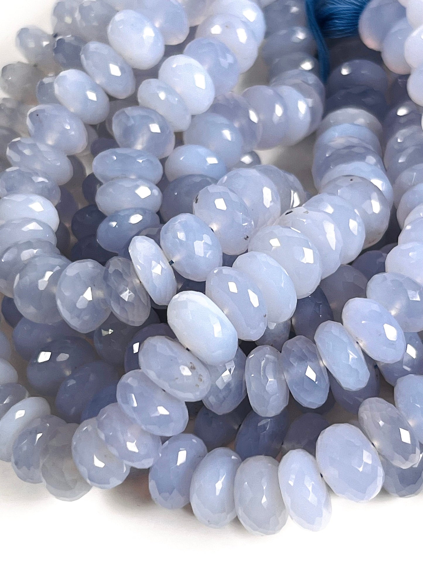 Natural Sky Blue Chalcedony Faceted Roundel 12-13mm large Jewelry Making Gemstone beads 10cs, 20pcs