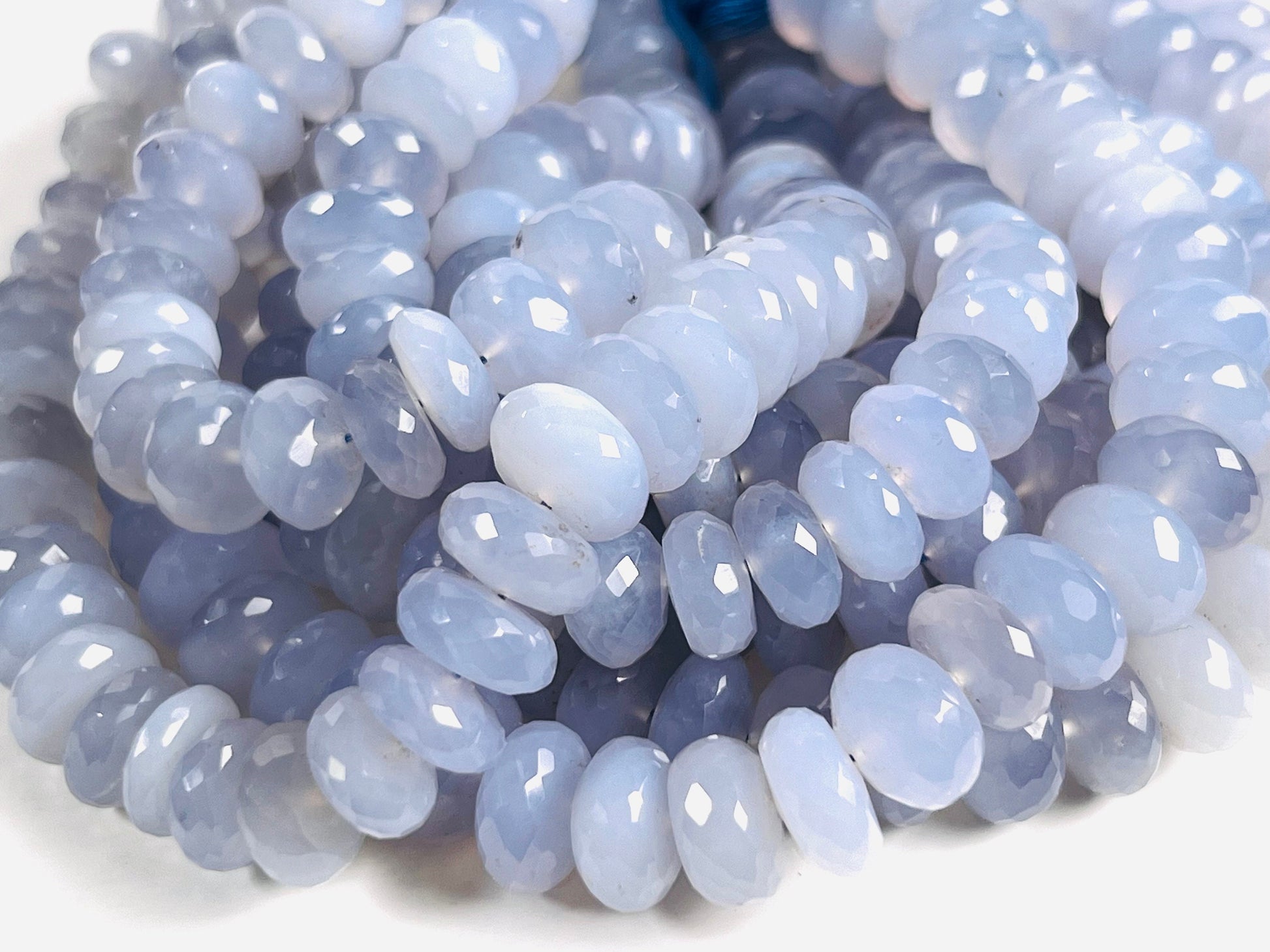 Natural Sky Blue Chalcedony Faceted Roundel 12-13mm large Jewelry Making Gemstone beads 10cs, 20pcs