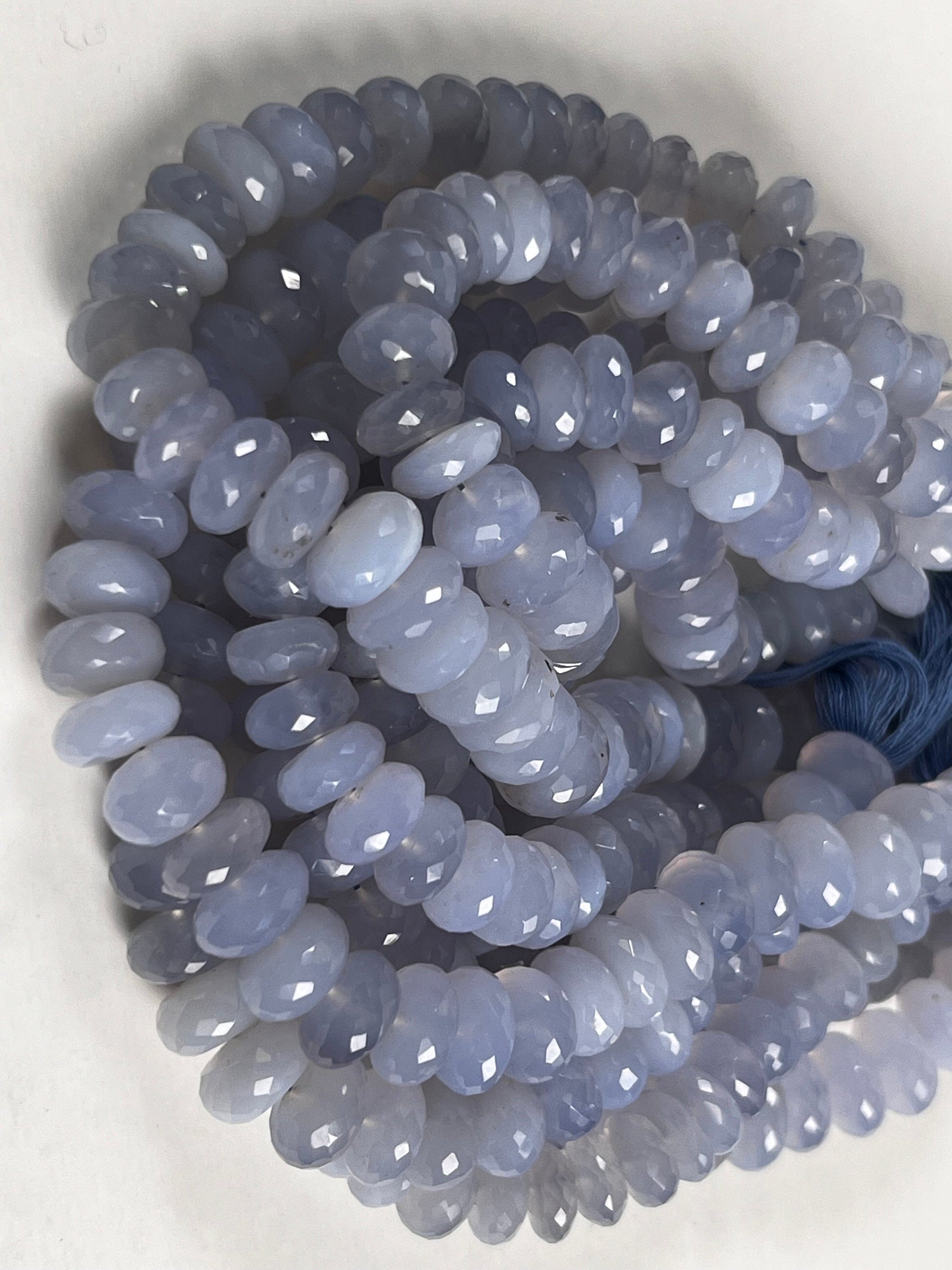 Natural Sky Blue Chalcedony Faceted Roundel 12-13mm large Jewelry Making Gemstone beads 10cs, 20pcs