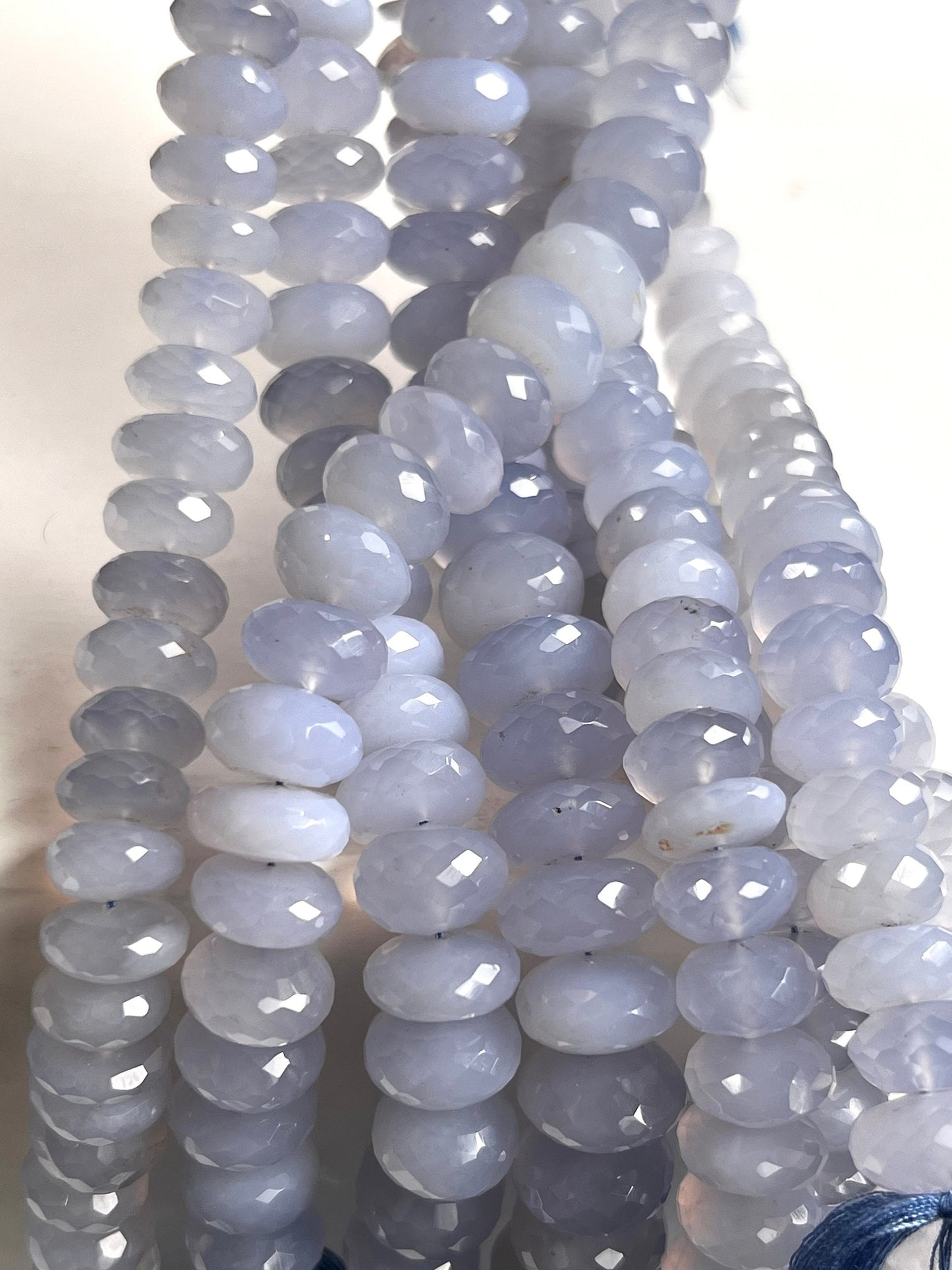 Natural Sky Blue Chalcedony Faceted Roundel 12-13mm large Jewelry Making Gemstone beads 10cs, 20pcs