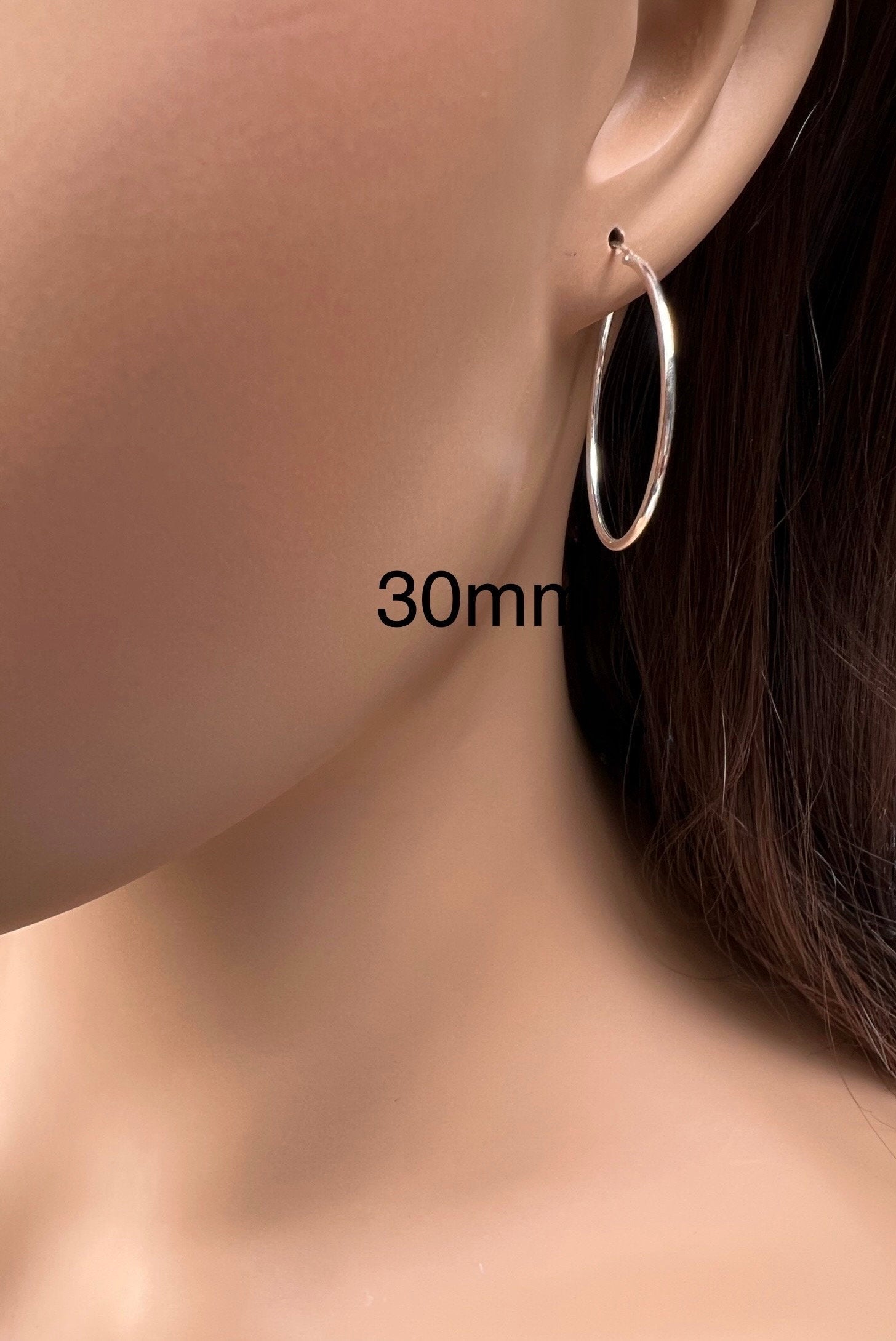 925 Sterling Silver Endless Hoop Earrings Minimalist simple wear hoop earring. 1.5mm thickness 925 stamped, 14mm, 25mm, 30mm, 35mm ,1 pair