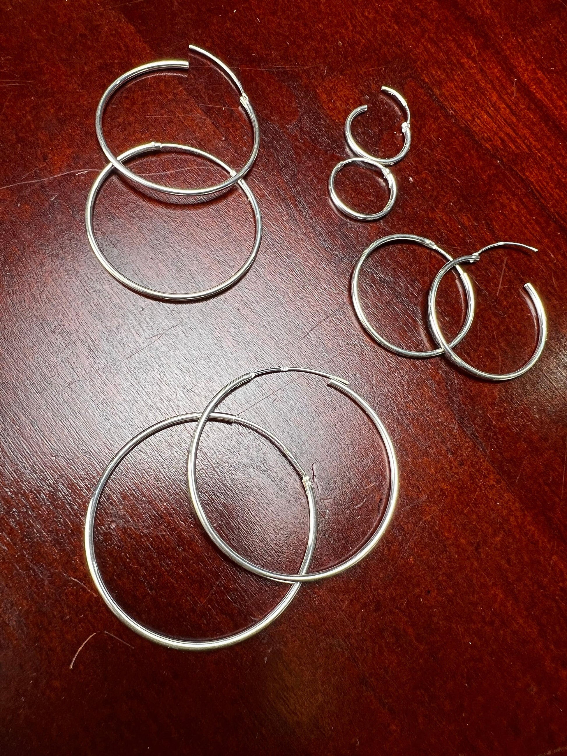 925 Sterling Silver Endless Hoop Earrings Minimalist simple wear hoop earring. 1.5mm thickness 925 stamped, 14mm, 25mm, 30mm, 35mm ,1 pair