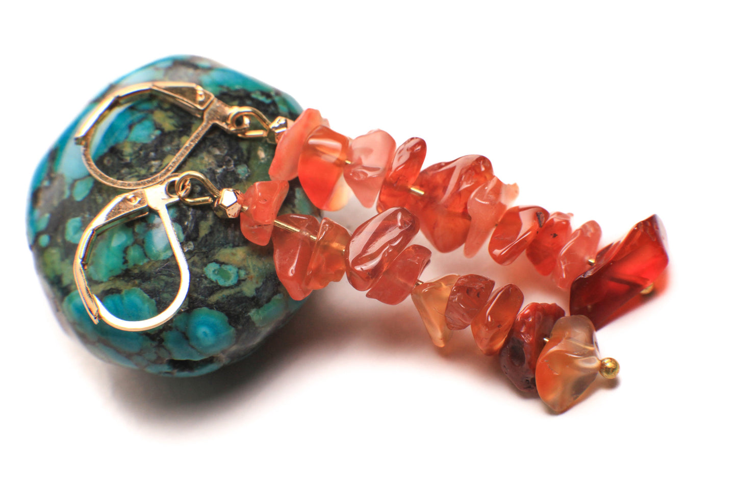 Natural Carnelian Gold Leverback earrings, valentines girlfriend gift