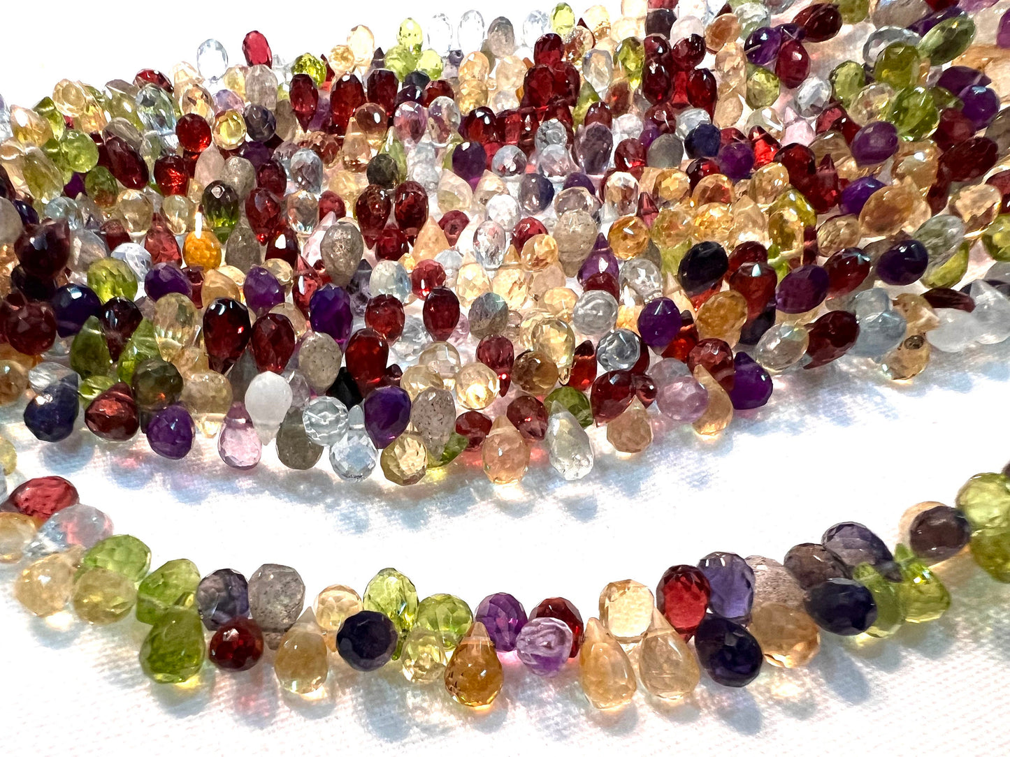 Natural Multi gemstone Faceted Pear Drop Jewelry Making Gemstone Beads. 60 pcs approximately 5.5”