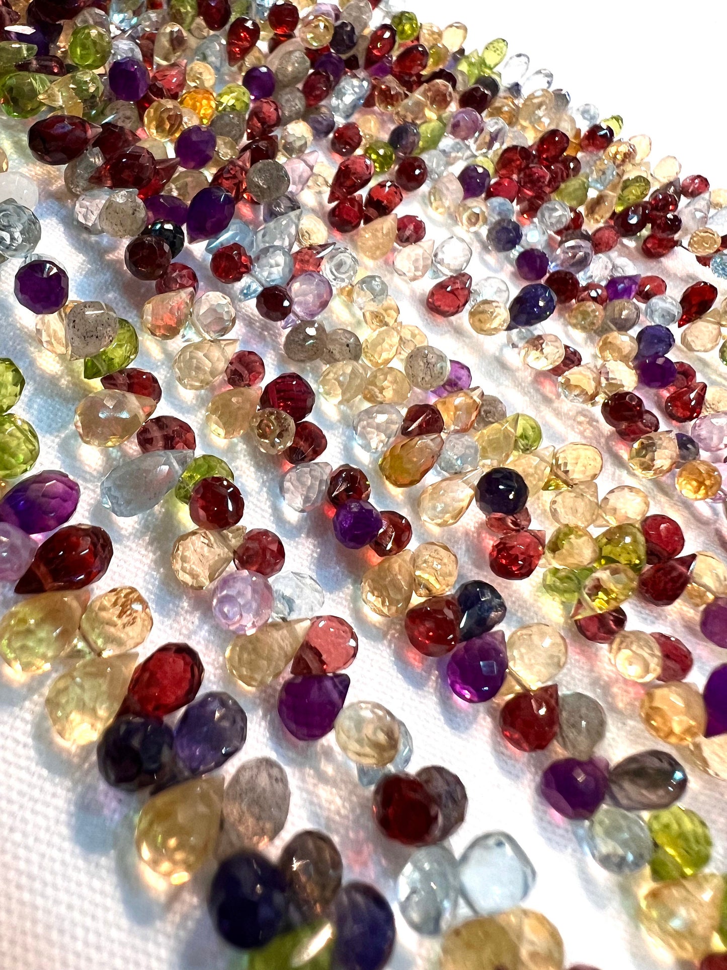 Natural Multi gemstone Faceted Pear Drop Jewelry Making Gemstone Beads. 60 pcs approximately 5.5”