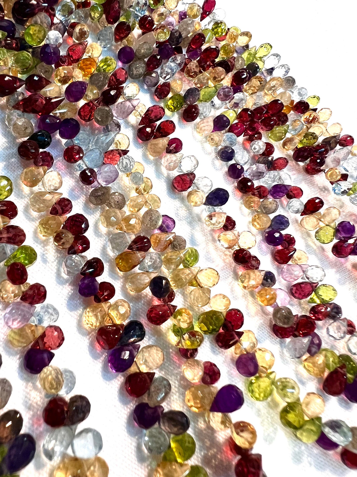 Natural Multi gemstone Faceted Pear Drop Jewelry Making Gemstone Beads. 60 pcs approximately 5.5”