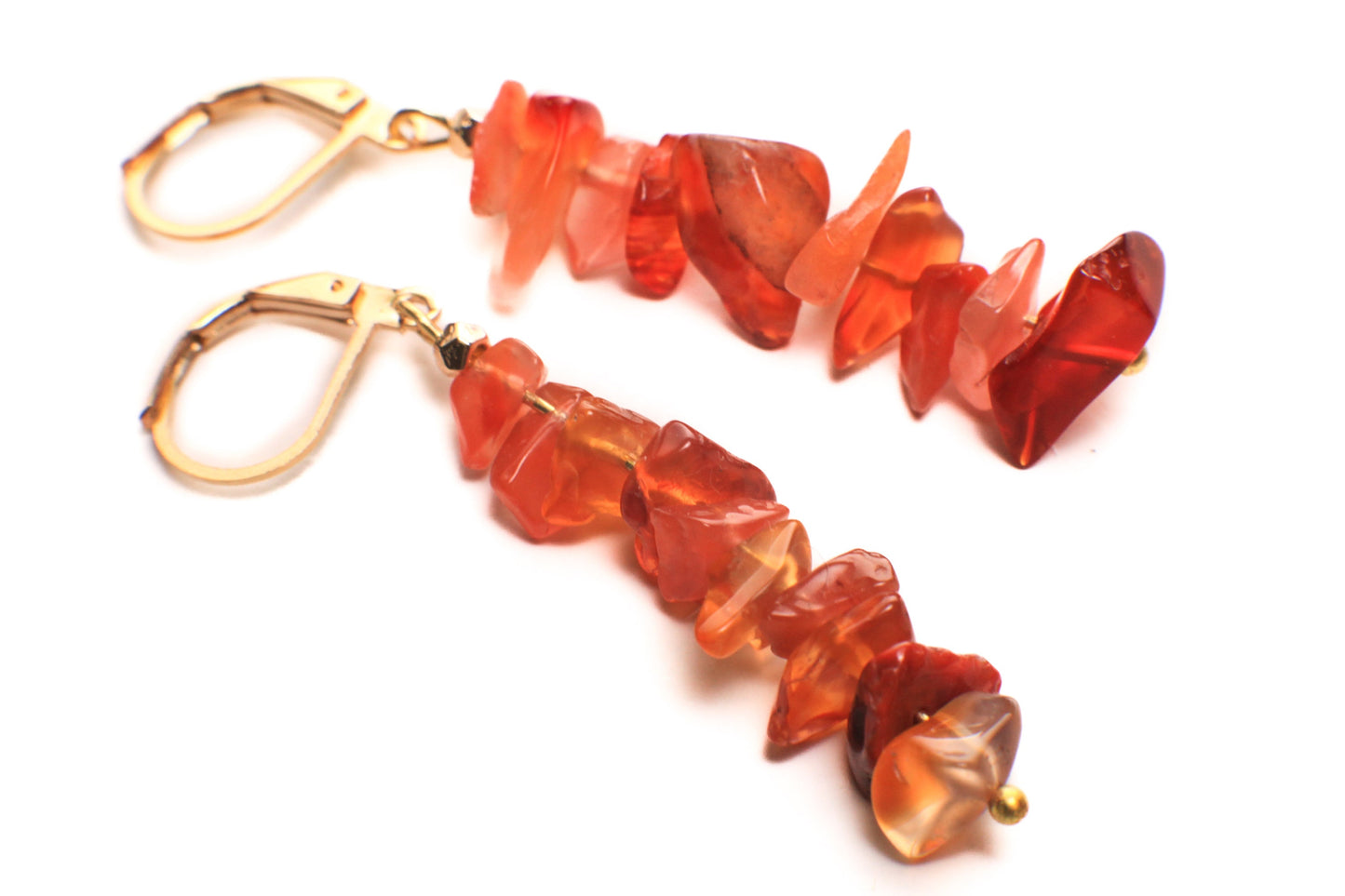 Natural Carnelian Gold Leverback earrings, valentines girlfriend gift