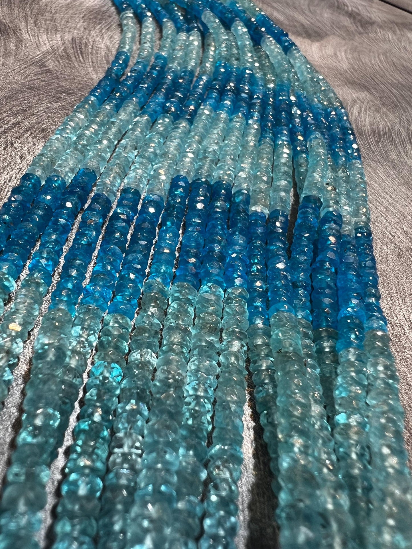 Natural Apatite blue shaded 3.5-4mm Faceted roundel beads for jewelry making beads 12” strand