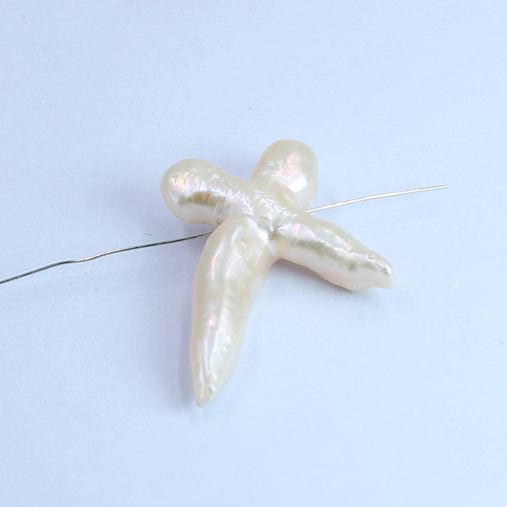 5 pcs Freshwater Natural Cross Pearl, Diagonally drilled, Focal spacer bead. Approx. 20x40mm, 5 pieces set