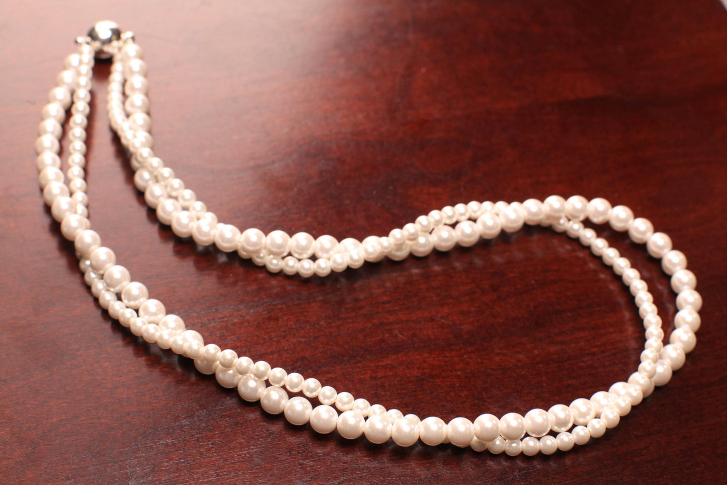 Double Strand white South Seashell Pearl 4,6mm Necklace 16-38" choice, Bridal, Evening wear, party, Elegant gift