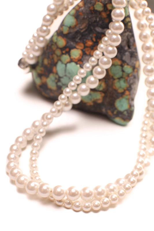 Double Strand white South Seashell Pearl 4,6mm Necklace 16-38" choice, Bridal, Evening wear, party, Elegant gift