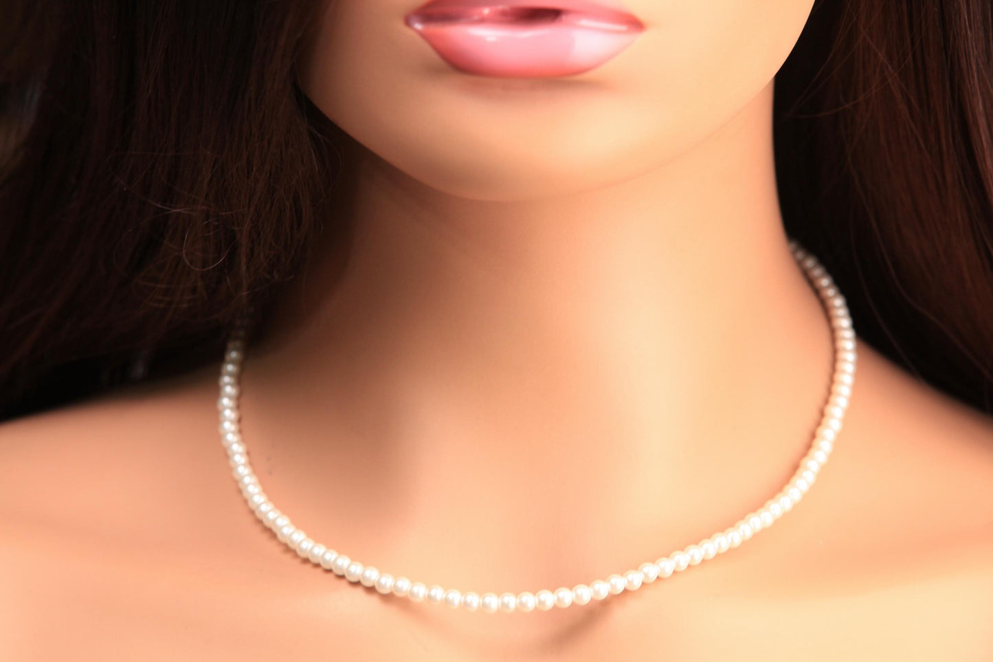 White South Sea shell Pearl Necklace 6mm Round Statement Necklace 14"- 42" Bridal, Gift for Her