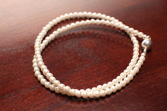 White South Sea shell Pearl Necklace 6mm Round Statement Necklace 14"- 42" Bridal, Gift for Her